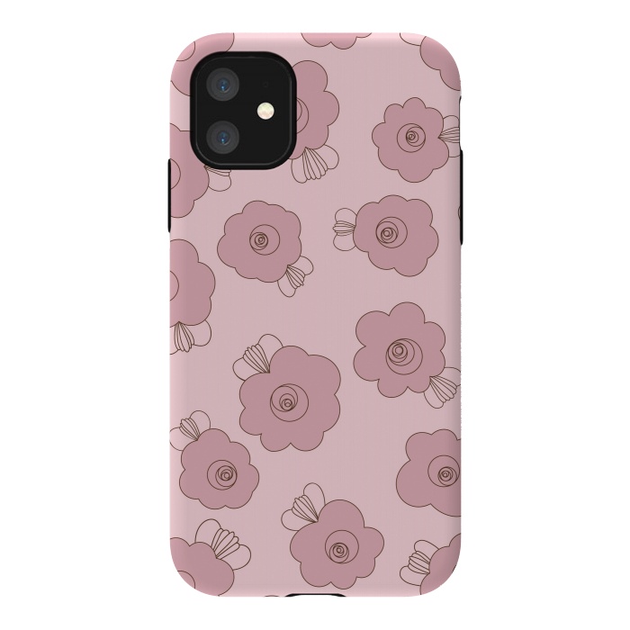 iPhone 11 StrongFit Fluffy Flowers - Pink on Pink by Paula Ohreen