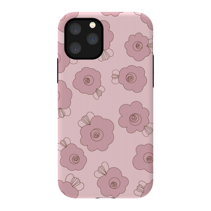 iPhone 11 Pro StrongFit Fluffy Flowers - Pink on Pink by Paula Ohreen