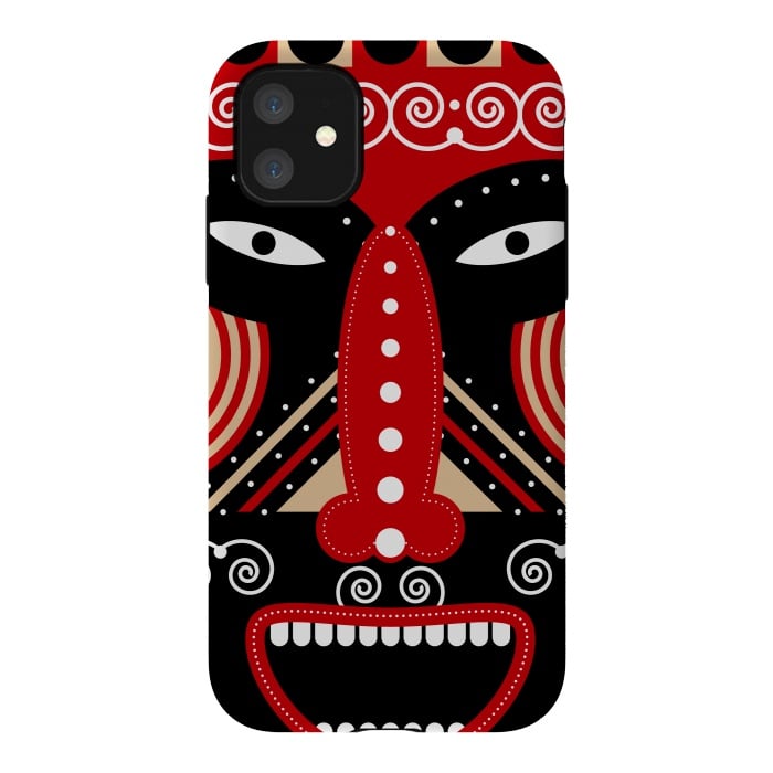 iPhone 11 StrongFit red ritual tribal mask by TMSarts