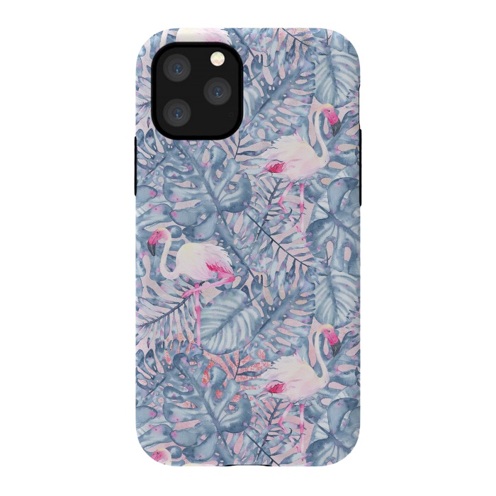 iPhone 11 Pro StrongFit Pink and Blue Flamingo Summer  by  Utart