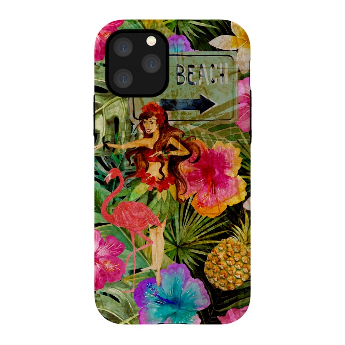 iPhone 11 Pro StrongFit Vintage Hula Girl- To the Beach by  Utart