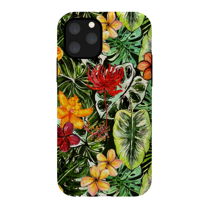 iPhone 11 Pro StrongFit Vintage Tropical Flower Jungle Pattern by  Utart