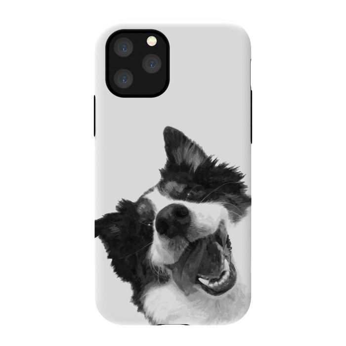 iPhone 11 Pro StrongFit Black and White Happy Dog by Alemi