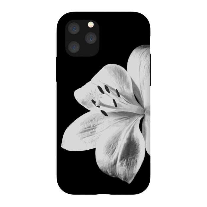 iPhone 11 Pro StrongFit White Lily Black Background by Alemi