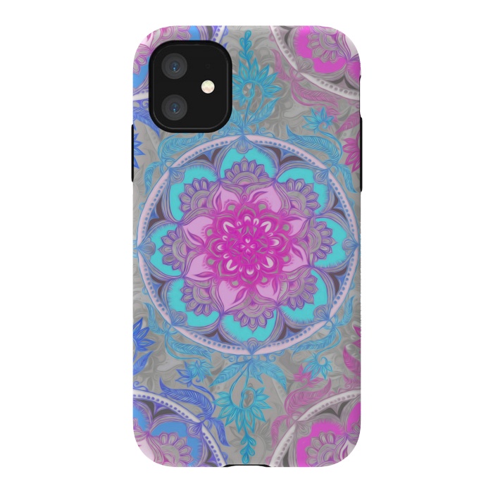 iPhone 11 StrongFit Pink, Purple and Turquoise Super Boho Medallions by Micklyn Le Feuvre