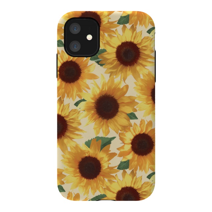 iPhone 11 StrongFit Happy Yellow Sunflowers by Micklyn Le Feuvre