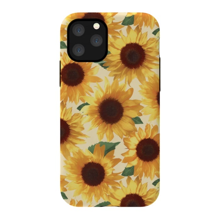 iPhone 11 Pro StrongFit Happy Yellow Sunflowers by Micklyn Le Feuvre