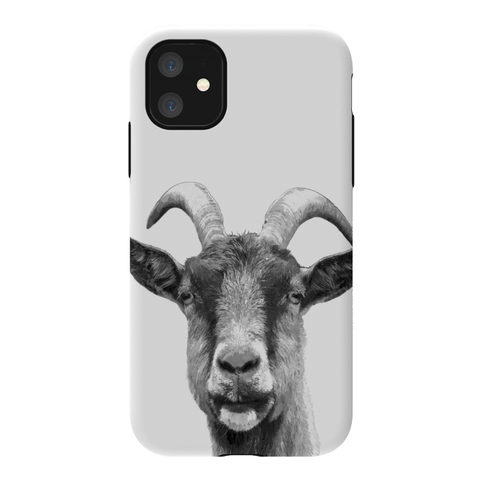 iPhone 11 StrongFit Black and White Goat Portrait by Alemi