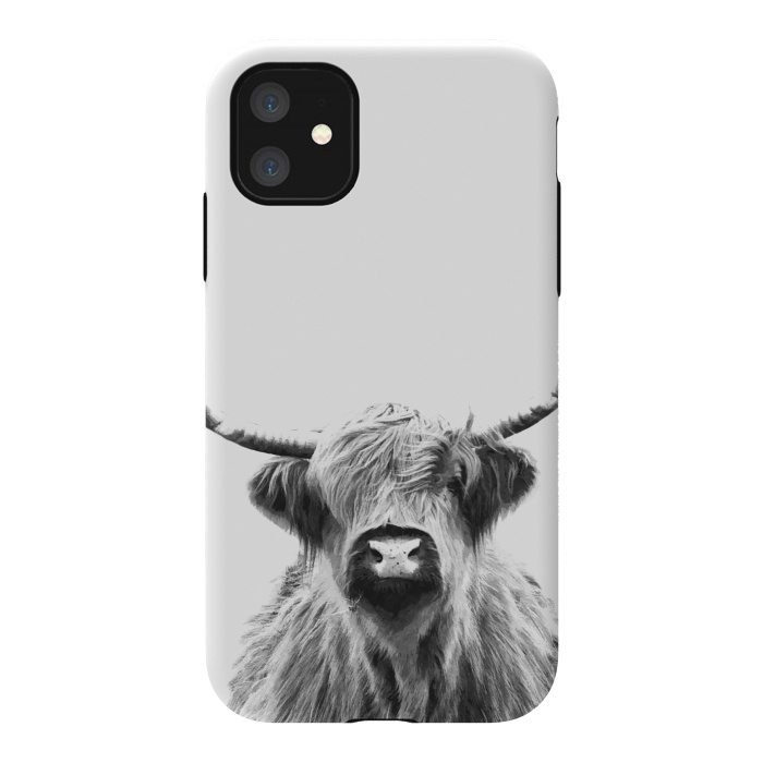 iPhone 11 StrongFit Black and White Highland Cow by Alemi