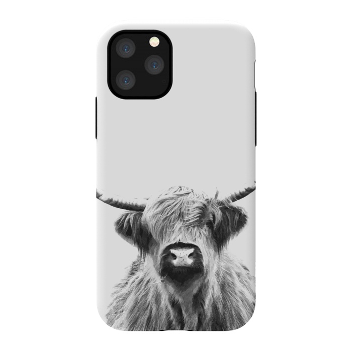 iPhone 11 Pro StrongFit Black and White Highland Cow by Alemi