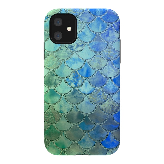 iPhone 11 StrongFit Ocean green and blue Mermaid Scales by  Utart
