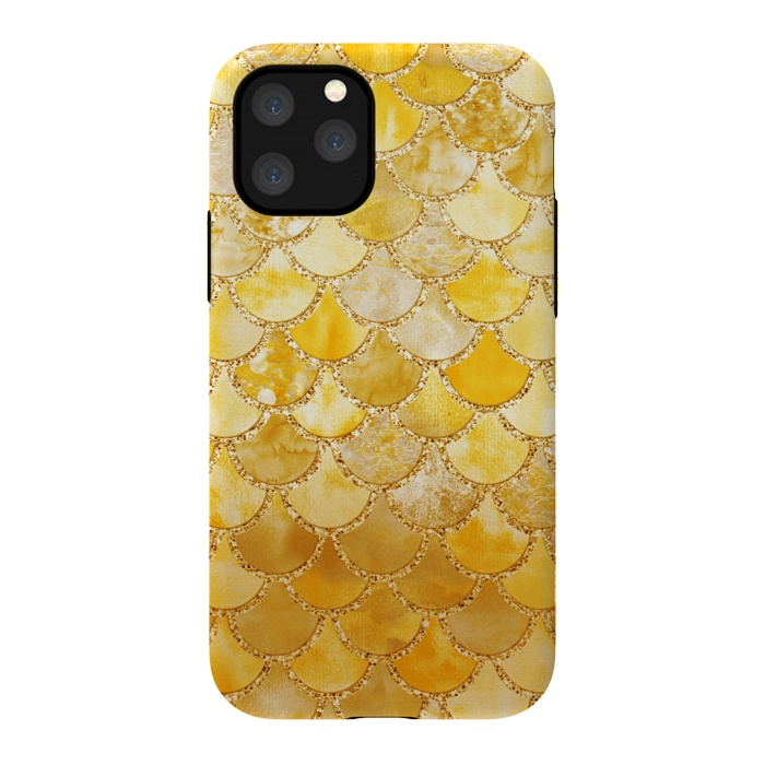 iPhone 11 Pro StrongFit Gold Watercolor Mermaid Scales by  Utart