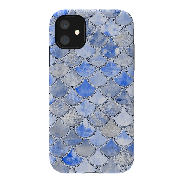 iPhone 11 StrongFit Blue and Silver Mermaid Scales by  Utart
