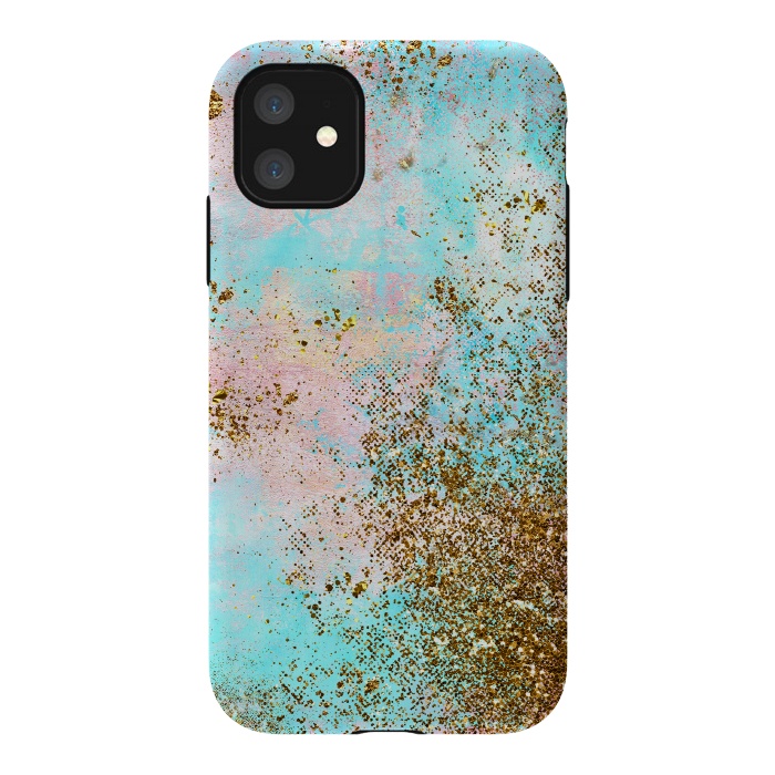 iPhone 11 StrongFit Pink and Teal and Gold Mermaid Glitter Seafoam by  Utart