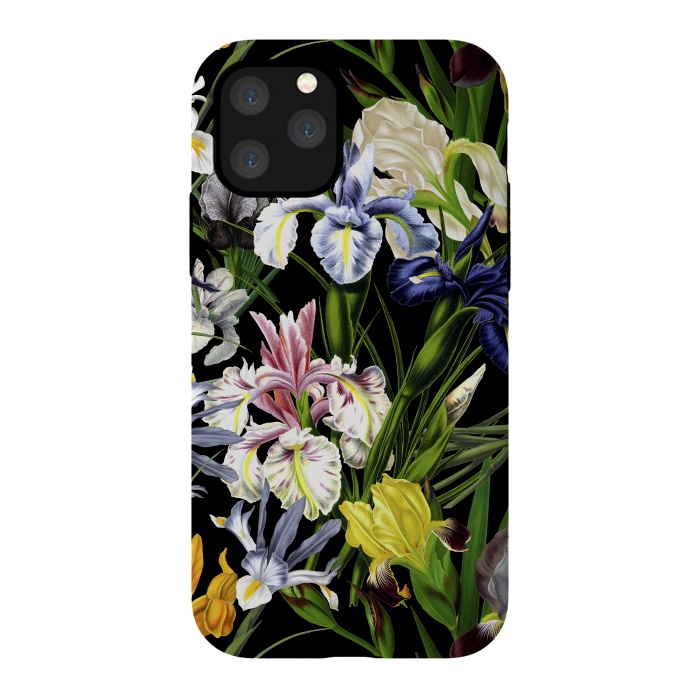 iPhone 11 Pro StrongFit Dark Vintage Iris Flowers Pattern by  Utart