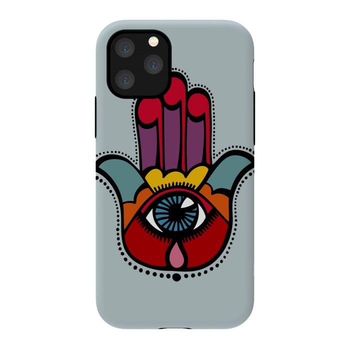 iPhone 11 Pro StrongFit Pop Hamsa over Blue by Majoih