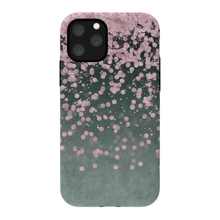 iPhone 11 Pro StrongFit Pink Glitter On Teal 2 by Andrea Haase