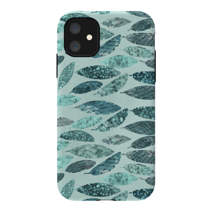 iPhone 11 StrongFit Turquoise Green Mermaid Feathers 2 by Andrea Haase