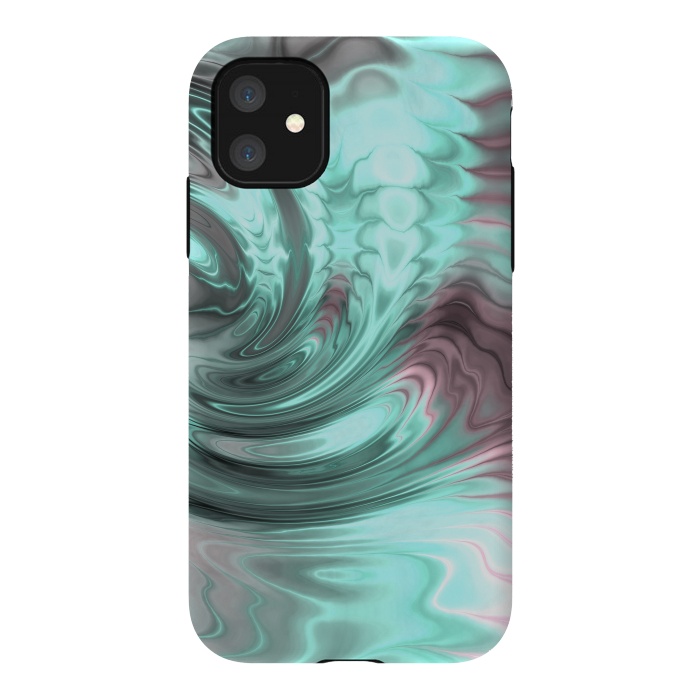 iPhone 11 StrongFit Abstract Fractal Teal Pink 2 by Andrea Haase