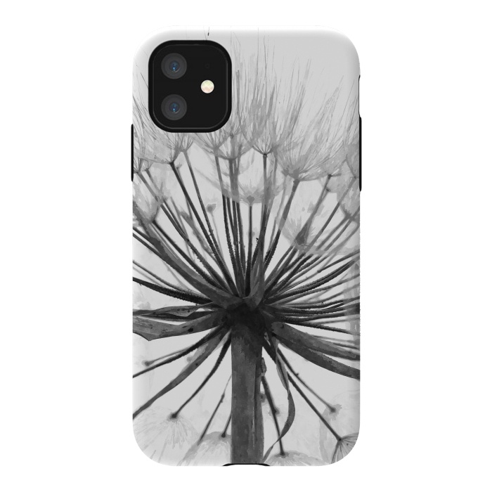 iPhone 11 StrongFit Black and White Dandelion by Alemi