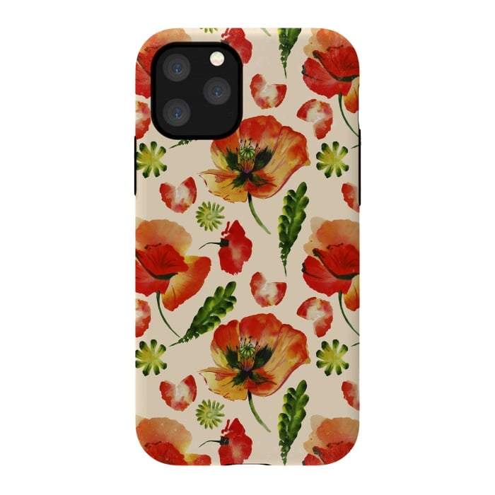 iPhone 11 Pro StrongFit Watercolor Poppy Pattern by  Utart