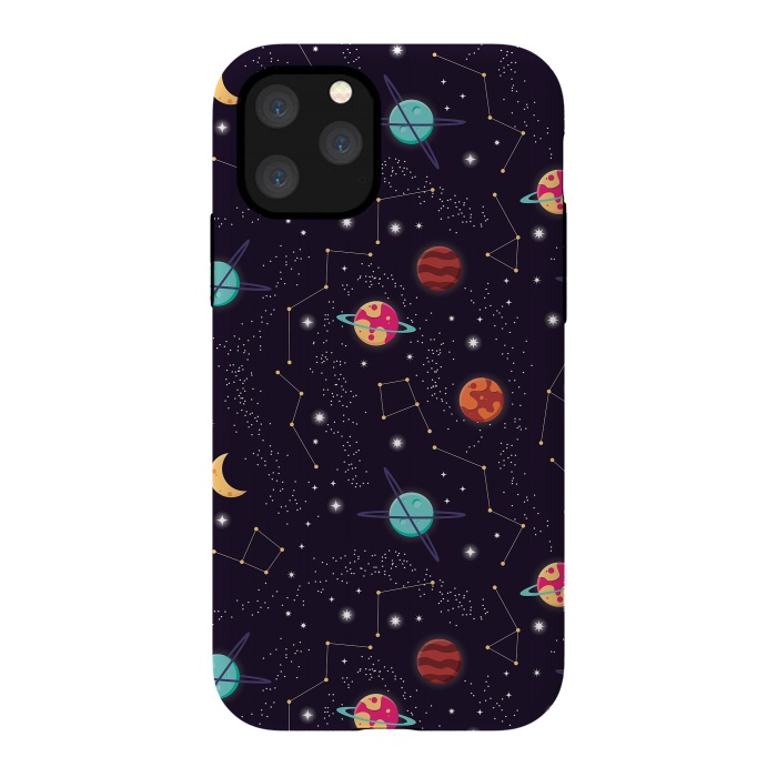 iPhone 11 Pro StrongFit Universe with planets and stars seamless pattern, cosmos starry night sky 004 by Jelena Obradovic