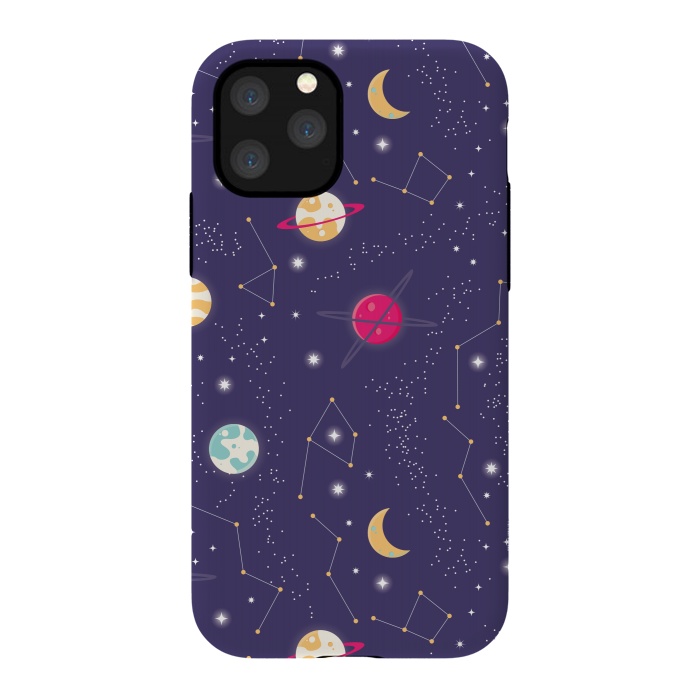 iPhone 11 Pro StrongFit Universe with planets and stars seamless pattern, cosmos starry night sky 006 by Jelena Obradovic