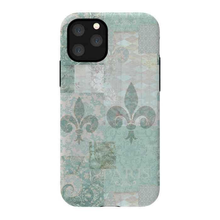 iPhone 11 Pro StrongFit Vintage Patchwork Soft Teal by Andrea Haase