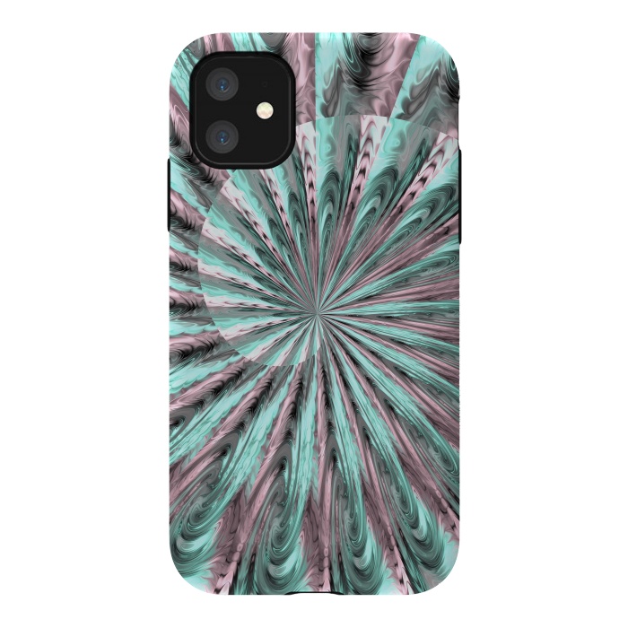 iPhone 11 StrongFit Fractal Spiral Rosegold And Teal by Andrea Haase