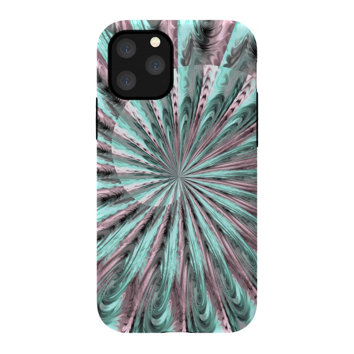 iPhone 11 Pro StrongFit Fractal Spiral Rosegold And Teal by Andrea Haase
