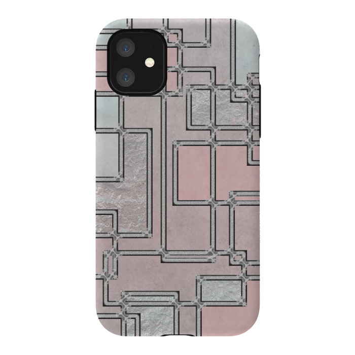iPhone 11 StrongFit Pink Aqua Cubicals by Andrea Haase