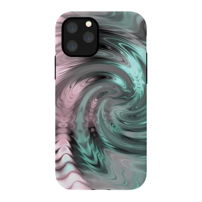 iPhone 11 Pro StrongFit Abstract Fractal Swirl Rose Gold And Teal 2 by Andrea Haase