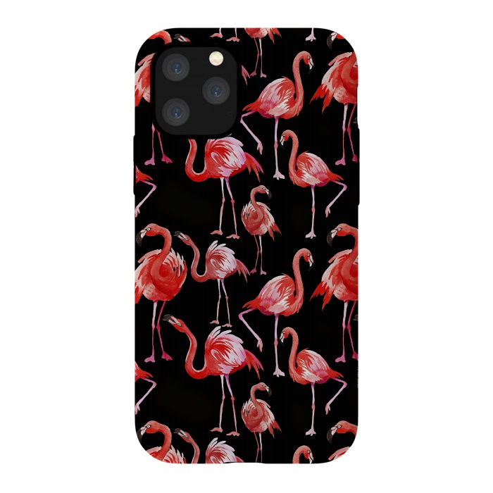 iPhone 11 Pro StrongFit Flamingos on Black by  Utart
