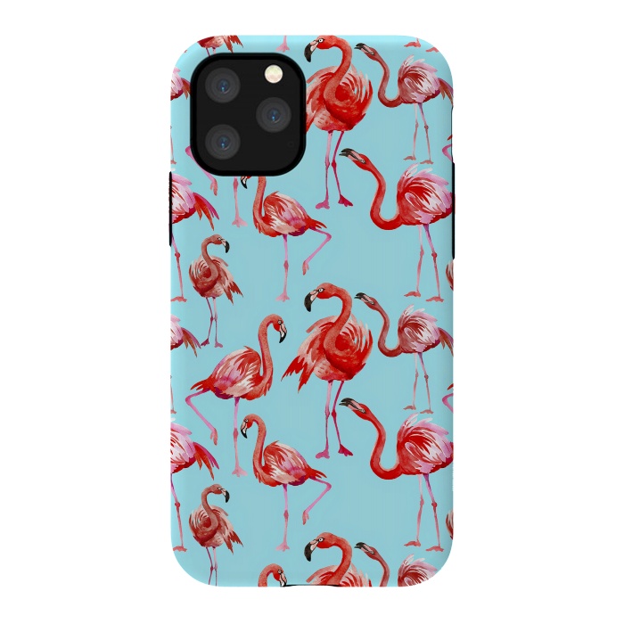 iPhone 11 Pro StrongFit Flamingos on Blue by  Utart