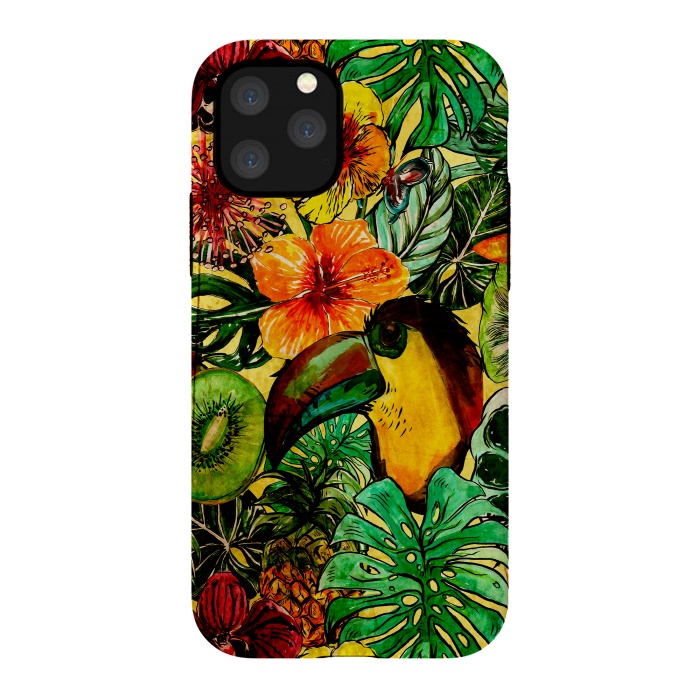 iPhone 11 Pro StrongFit Tropical bird in flower jungle by  Utart