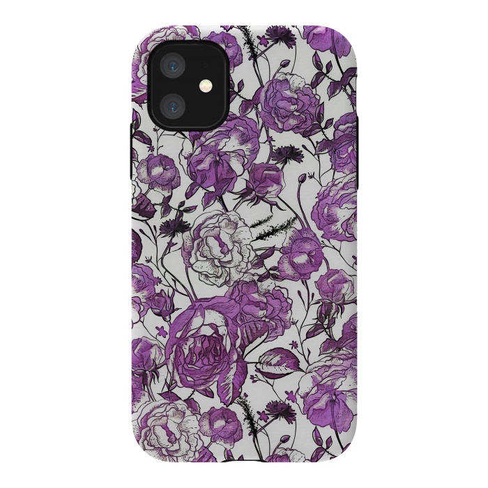iPhone 11 StrongFit Nostalgic Purple Flower Pattern by Andrea Haase
