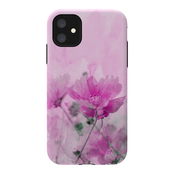 iPhone 11 StrongFit Pink Cosmea Watercolor Art by Andrea Haase