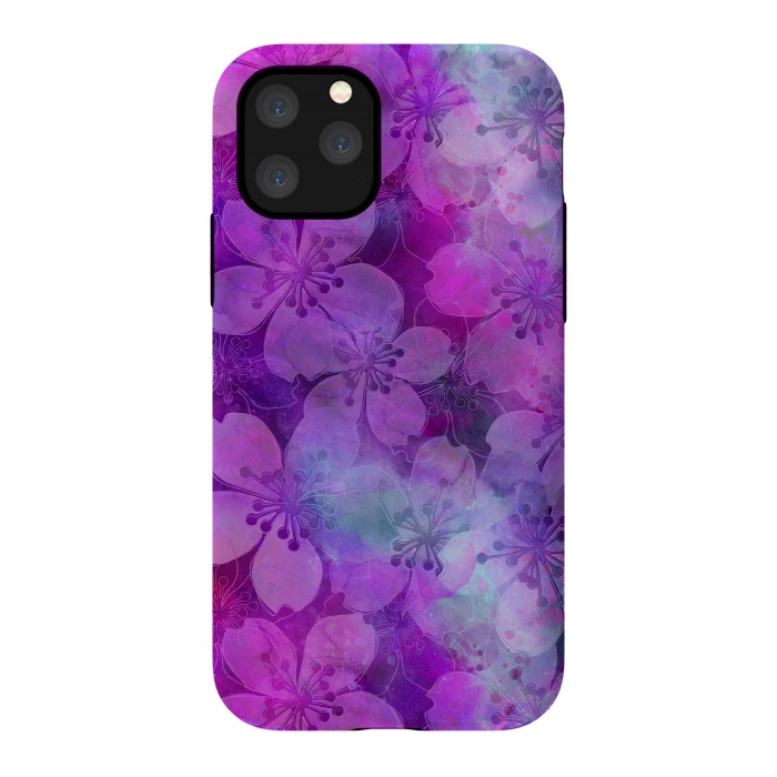 iPhone 11 Pro StrongFit Purple Watercolor Flower Pattern by Andrea Haase