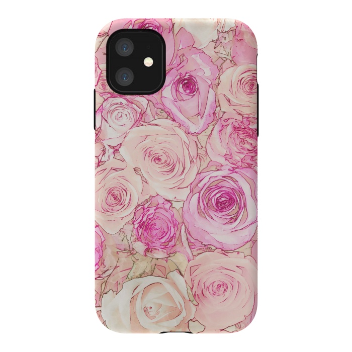 iPhone 11 StrongFit Pastel Rose Pattern by Andrea Haase