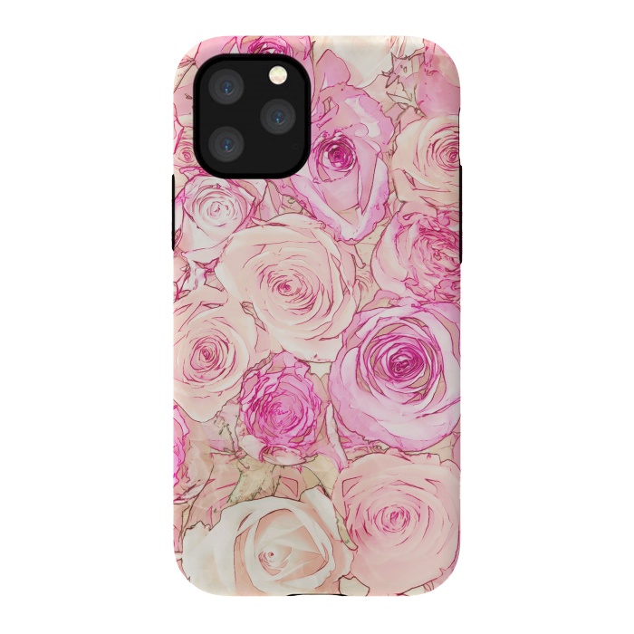iPhone 11 Pro StrongFit Pastel Rose Pattern by Andrea Haase