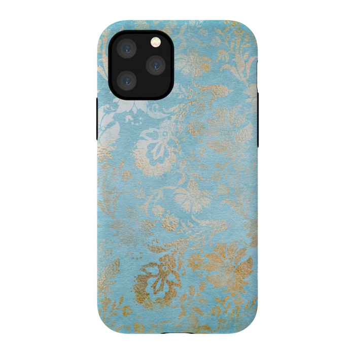 iPhone 11 Pro StrongFit TEAL and GOLD Damask Pattern by  Utart