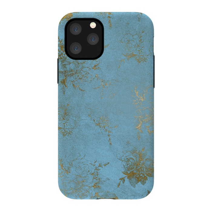 iPhone 11 Pro StrongFit  Gold Damask on Sky Blue  by  Utart
