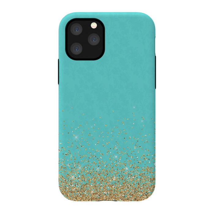 iPhone 11 Pro StrongFit Teal and Gold Glitter by  Utart