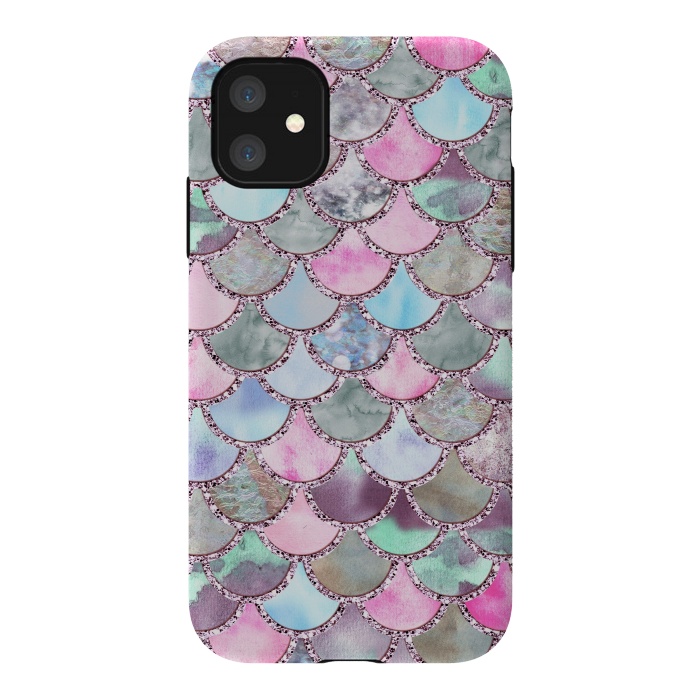 iPhone 11 StrongFit Pastel Multicolor Mermaid Scales by  Utart