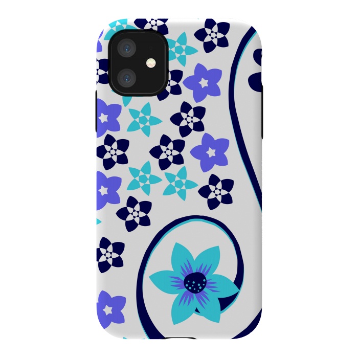 iPhone 11 StrongFit blue floral pattern 2 by MALLIKA