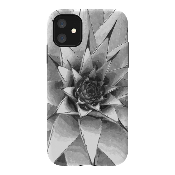iPhone 11 StrongFit Black and White Cactus Succulent by Alemi