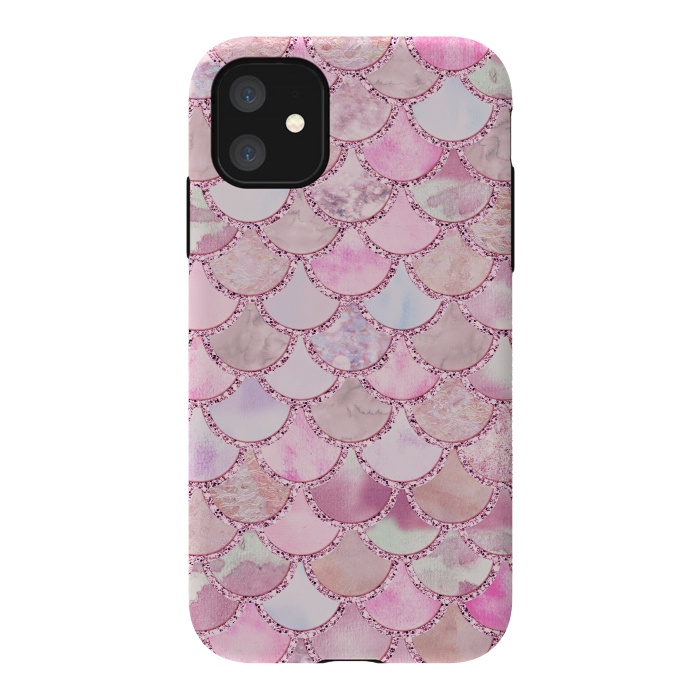 iPhone 11 StrongFit Pretty pink and pastel Mermaid Scales  by  Utart