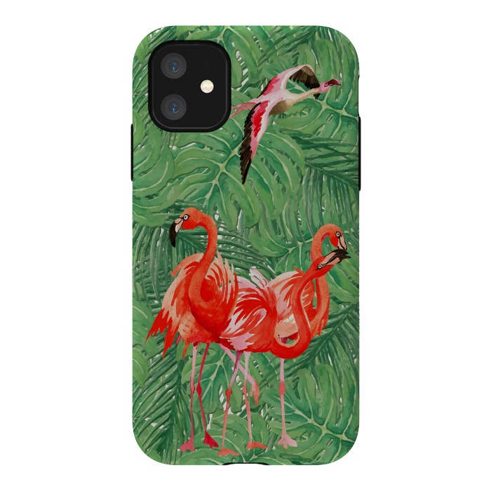 iPhone 11 StrongFit Flamingo Jungle  by  Utart
