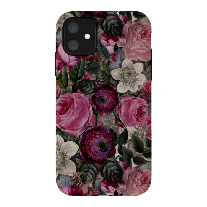 iPhone 11 StrongFit Purple and Pink Retro Flower Roses Pattern by  Utart