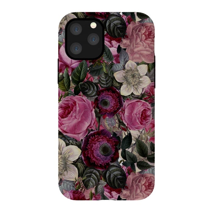 iPhone 11 Pro StrongFit Purple and Pink Retro Flower Roses Pattern by  Utart